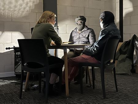 Mariana van Zeller interviews Chris and Max. (National Geographic for Disney)