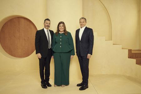 JIMMY KIMMEL, RITA FERRO (PRESIDENT, GLOBAL ADVERTISING, DISNEY), BOB IGER (CHIEF EXECUTIVE OFFICER, THE WALT DISNEY COMPANY)
