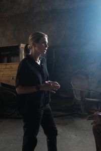 Mariana van Zeller discusses sextortion with Peter in Bulacan. (National Geographic for Disney)