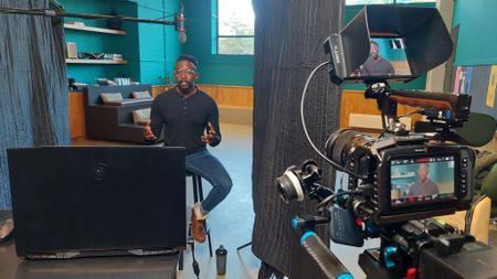 Gibbs Kuguru, shark scientist and National Geographic explorer is pictured during an interview for Jaws @ 50: The Definitive Inside Story. (National Geographic/Giovanni Volkerts)