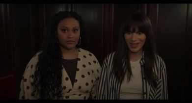 Alex and Ginny ride elevator with Elena