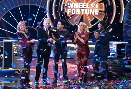 VANNA WHITE, PAT SAJAK, BEN SCHWARTZ, WENDI MCLENDON-COVEY, ADAM PALLY