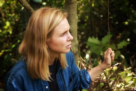 Mariana van Zeller in the forest of the Democratic Republic of the Congo. (National Geographic for Disney)