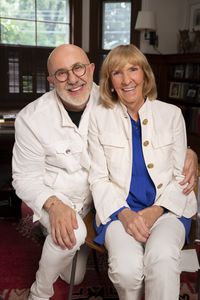 Wendy Benchley, Executive Producer and Ocean Conservationist advocate is pictured alongside Director Laurent Bouzereau during an interview for National Geographic's Jaws @ 50: The Definitive Inside Story. (National Geographic/Chris Johnson)