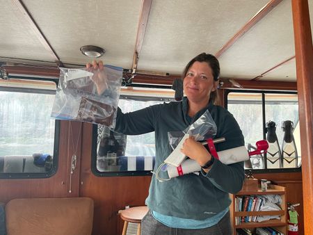 Scientist Heather Riley with a new sample. (National Geographic for Disney/Paul Satchell)