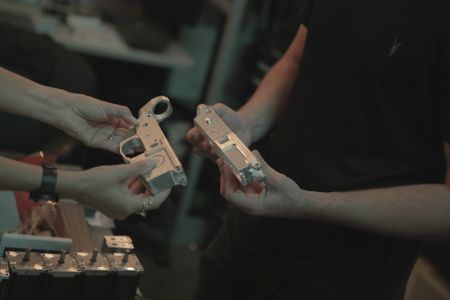 Mariana van Zeller (L) and Cody Wilson discuss 3D printed firearms. (Credit: National Geographic)