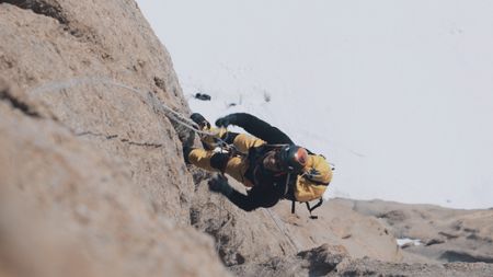 Conrad Anker climbs a mountain in Antarctica.  (Mandatory credit: Cedar Wright)