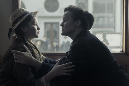 A SMALL LIGHT - Young Miep and her mother Karolina, played by Agi Tietjen and Veronika Bellova, say goodbye at the train station as seen in A SMALL LIGHT. (Credit: National Geographic for Disney/Dusan Martincek)