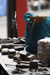 Mariana van Zeller handles a sample of hash in Portugal. (National Geographic for Disney)