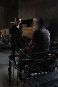 Mariana van Zeller discusses sextortion with Peter in Bulacan. (National Geographic for Disney)