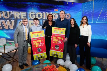 GEORGE STEPHANOPOULOS, COLIN CAPUANO, ROBIN ROBERTS, CHRIS CAPUANO, CAROLINE CAPUANO, REBECCA JARVIS