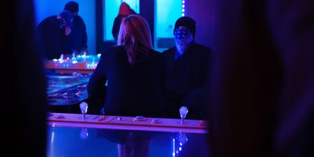 Mariana van Zeller interviews B in his hidden gambling location. (National Geographic for Disney)