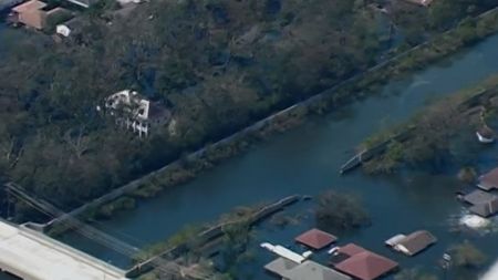 An aerial view of levee breaches in New Orleans. (Ivor van Heerden)
