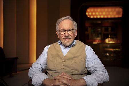 Steven Spielberg, Director of Jaws is pictured during an interview for National Geographic's Jaws @ 50: The Definitive Inside Story. (National Geographic/Chris Johnson)