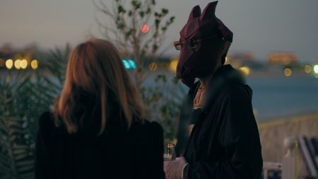 Mariana interviews Mr.X on a property on the Palm Jumeirah. (Photo credit: National Geographic)