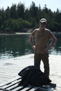 Sam Carlson prepares to go fishing with his son and granddaughter. (National Geographic/Wayne Moss)