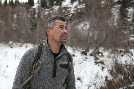 Joel Jacko hunting for subsistence food during the winter season. (National Geographic/Lauren Bird Dixon)