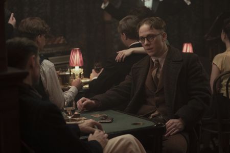 A SMALL LIGHT - Jan Gies, played by Joe Cole, meets with resistance fighters as seen in A SMALL LIGHT. (Credit: National Geographic for Disney/Dusan Martincek)