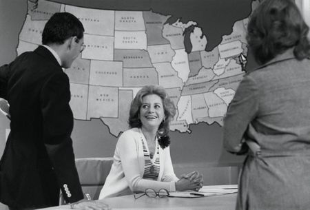 Coworkers Chatting with Barbara Walters