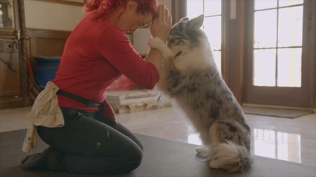 Jennifer Fraser and her dog Daiquiri at home