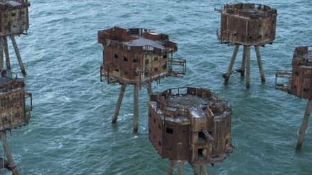 Redsands Forts is seen in an aerial view in Kent, UK. (National Geographic)